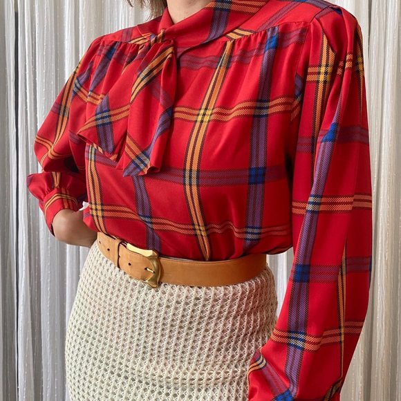 SOLD Vintage Chaus Petites Plaid Long Sleeve top - Picture 5 of 7